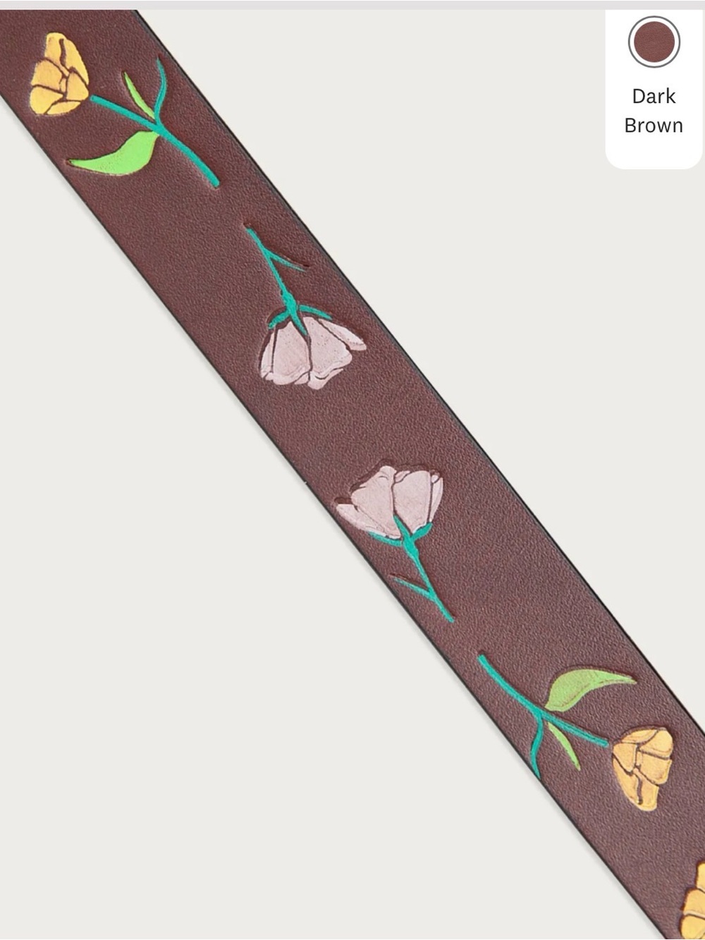 LIKE NEW Lucky Brand Floral Embossed Handpainted Leather Belt 39.5” Length - Picture 2 of 10